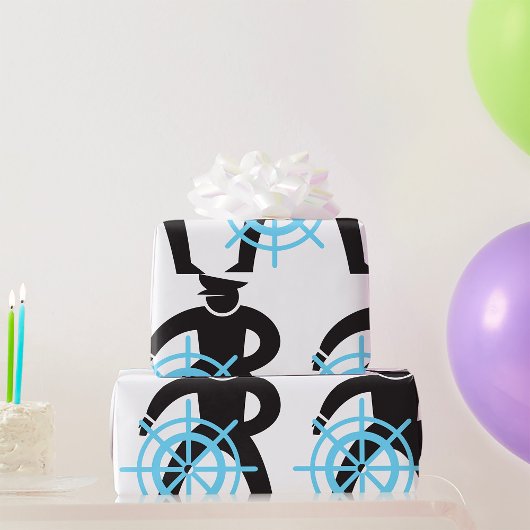 Scheepvaart kapitein bij de helm cadeaupapier