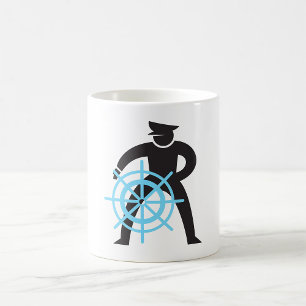 Scheepvaart kapitein bij de helm koffiemok