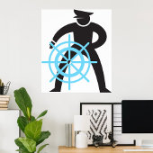 Scheepvaart kapitein bij de helm poster