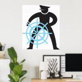 Scheepvaart kapitein bij de helm poster (Thuiskantoor)