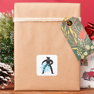 Scheepvaart kapitein bij de helm vierkante sticker