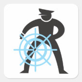 Scheepvaart kapitein bij de helm vierkante sticker (Voorkant)