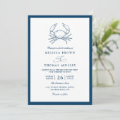 Scheepvaart Marine Blauwe Krab Strand QR Code Huwe Kaart (Staand voorkant)