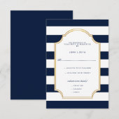 Scheepvaart Marine | Witte Streep Moderne Trouw-RS RSVP Kaartje (Voorkant / Achterkant)