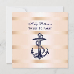 Scheepvaart Marineblauw Anker Baby Roze BG SQ Swee Kaart