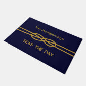 Scheepvaart Marineblauw Gouden Touw Aangepaste Nam Deurmat (Schuin)