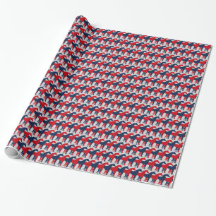 Scheepvaart Marineblauw, Rood en Zilver Paard Cadeaupapier