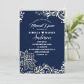 scheepvaart marineblauwe huwelijksrepetitie diner kaart (Staand voorkant)