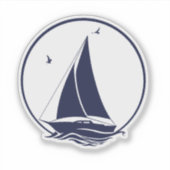 Scheepvaart marineblauwe silhouet zeilboot/zeilen sticker (Voorkant)