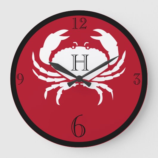 Scheepvaart monogram rode zwarte witte krab grote klok (Voorkant)