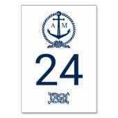 Scheepvaart Navy Blauwe Witte Anker Monogram Bruil Kaart (Voorkant)