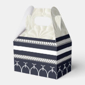Scheepvaart Navy & Witte Elegante Strand Bruiloft Bedankdoosjes (Achterkant)