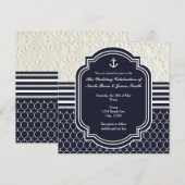 Scheepvaart Navy & Witte Elegante Strand Bruiloft Kaart (Voorkant / Achterkant)