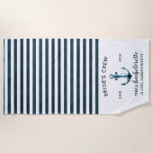 Scheepvaart Navy & Witte Vrijgezellenweekend Strandlaken (Voorkant)