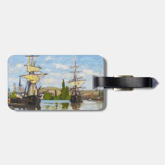 Scheepvaart op de Seine in Rouen Claude Monet Bagagelabel (Achterkant horizontaal)