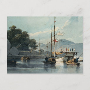 Scheepvaart op een Chinese rivier Briefkaart