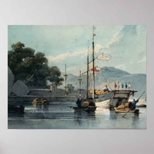 Scheepvaart op een Chinese rivier Poster (Voorkant)