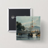 Scheepvaart op een Chinese rivier Vierkante Button 5,1 Cm (Voorkant /achterkant)