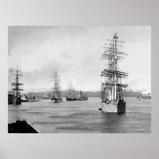 Scheepvaart op Portland Oregon Poster (Voorkant)