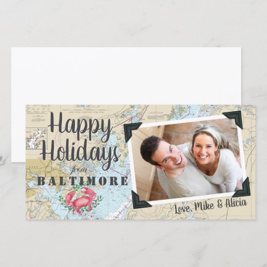 Scheepvaart Prettig Vakantie uit Baltimore Feestdagenkaart (Voorkant / Achterkant)
