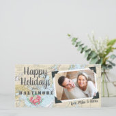 Scheepvaart Prettig Vakantie uit Baltimore Feestdagenkaart (Staand voorkant)