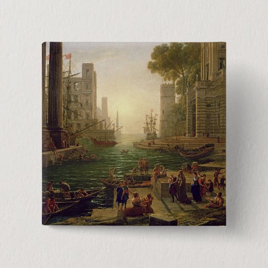 Scheepvaart van St. Paula Romana in Ostia, 1637-39 Vierkante Button 5,1 Cm (Voorkant)