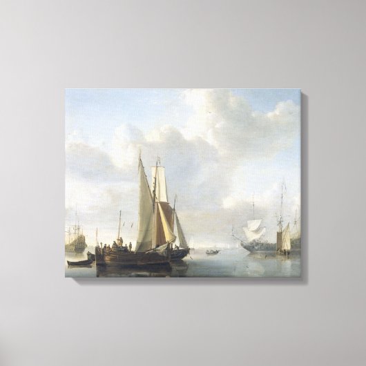 Scheepvaart vóór de kust, Willem van de Velde (II) Canvas Afdruk (Voorkant)