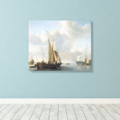 Scheepvaart vóór de kust, Willem van de Velde (II) Canvas Afdruk (Insitu (Houten vloer))