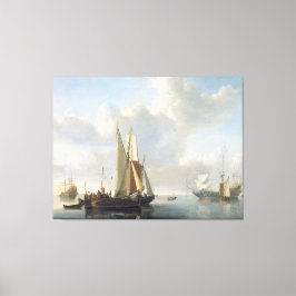 Scheepvaart vóór de kust, Willem van de Velde (II) Canvas Afdruk