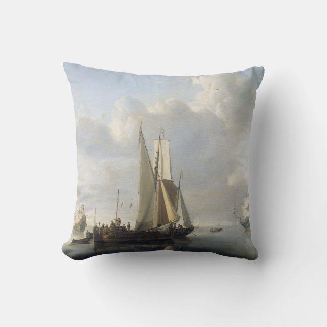 Scheepvaart vóór de kust, Willem van de Velde (II) Kussen (Voorkant)