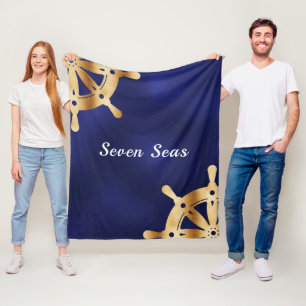 Scheepvaartboot met de naam gouden stuurwiel fleece deken