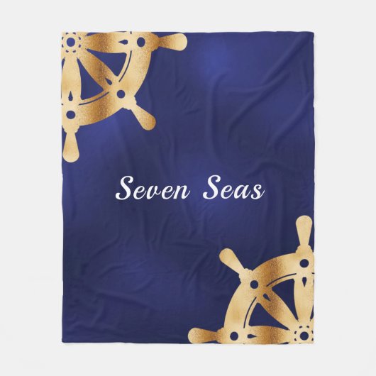 Scheepvaartboot met de naam gouden stuurwiel fleece deken (Voorkant)