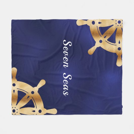 Scheepvaartboot met de naam gouden stuurwiel fleece deken (Voorkant (Horizontaal))