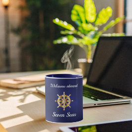 Scheepvaartboot met de naam gouden stuurwiel mok