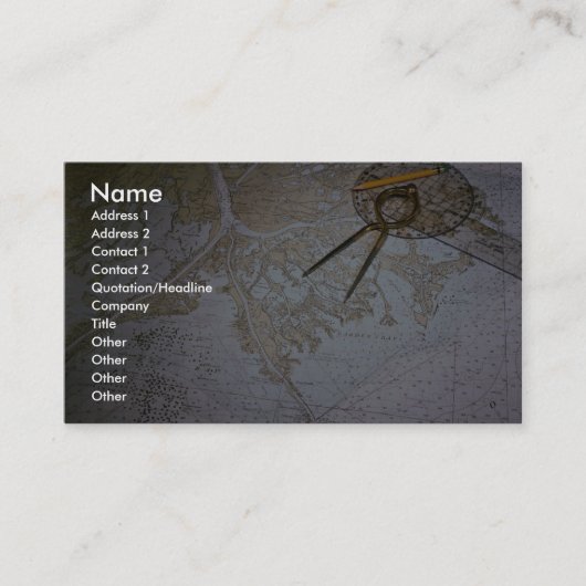 Scheepvaartkaart en -kompas, tussenpersoon visitekaartje (Voorkant)