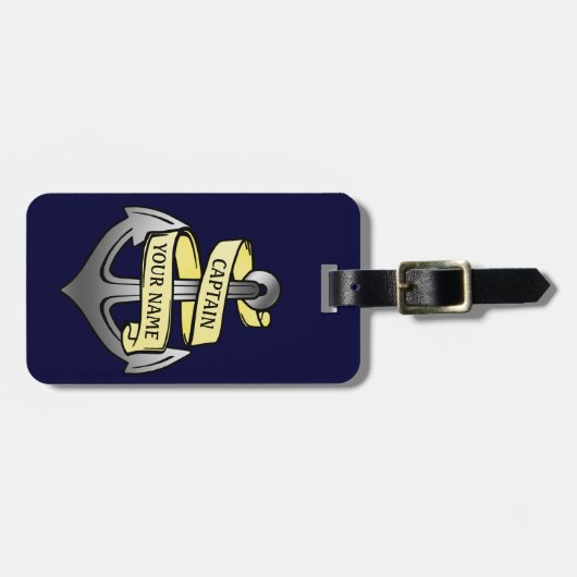  scheepvaartkapitein Jouw naam Anchor 2 Bagagelabel (Voorkant horizontaal)