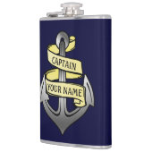  scheepvaartkapitein Jouw naam Anchor 2 Heupfles (Links)