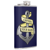  scheepvaartkapitein Jouw naam Anchor 2 Heupfles (Rechts)