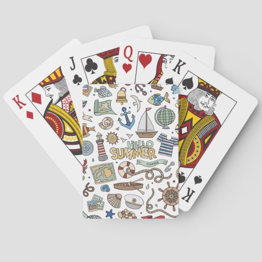 Scheepvaartontwerp op witte achtergrond pokerkaarten (Achterkant)