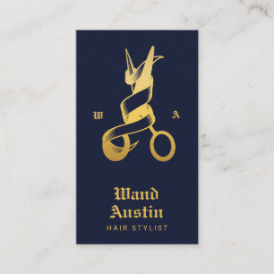 Scheer Navy Gouden Schaar Monogram Foto Visitekaartje
