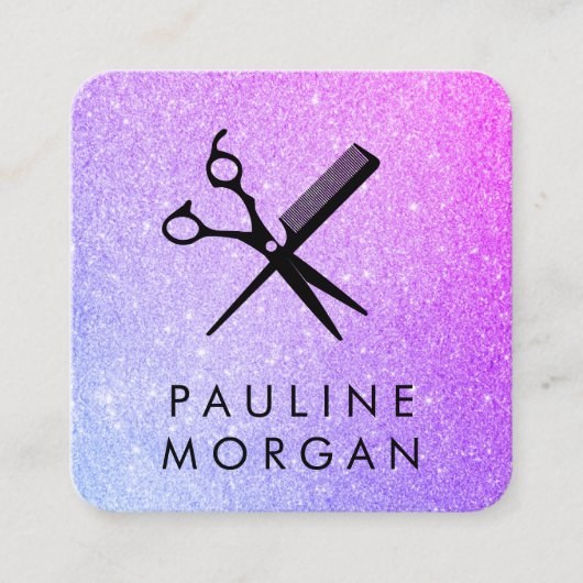Scheerapparaat en kam Elegant Glitter Vierkante Visitekaartje (Voorkant)