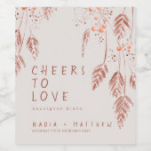 Scheerjes van grasbessen die de bruiloft hervallen wijn etiket (Enkel label)