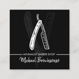Scheermes Barbertje Minimalistisch Eenvoudig Zwart Vierkante Visitekaartje