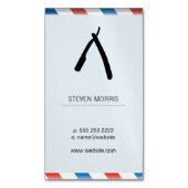 Scheermes Kappersstokken Babyblauw Magnetisch Visitekaartje (Voorkant Verticaal)