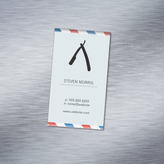 Scheermes Kappersstokken Babyblauw Magnetisch Visitekaartje (Voorbeeld)