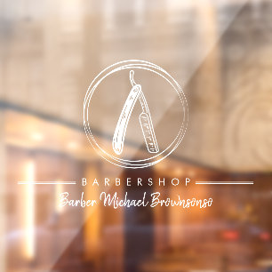 Scheermes Simpel Wit Logo Zakelijk Raamsticker
