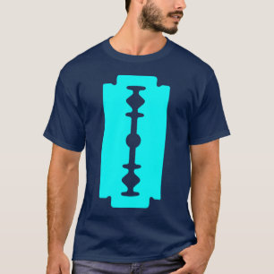 Scheermesje - Cyaan op donker T-shirt