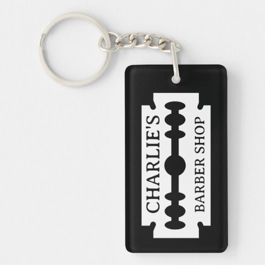 Scheermesje logo custom kapperszaak sleutelhanger  (Voorkant)