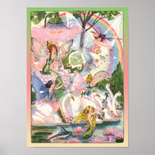 Scheermessen, zeemeerminnen en zwanen afdrukken poster