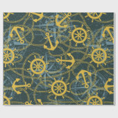 Scheerpende en touw voor anker zee met roos cadeaupapier (Vlak)